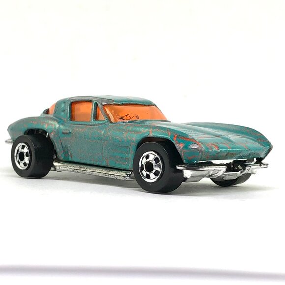 🦋 Hot Wheels Corvette Stingray split window 1979 teal blue orange crackle AS IS - Picture 2 of 16